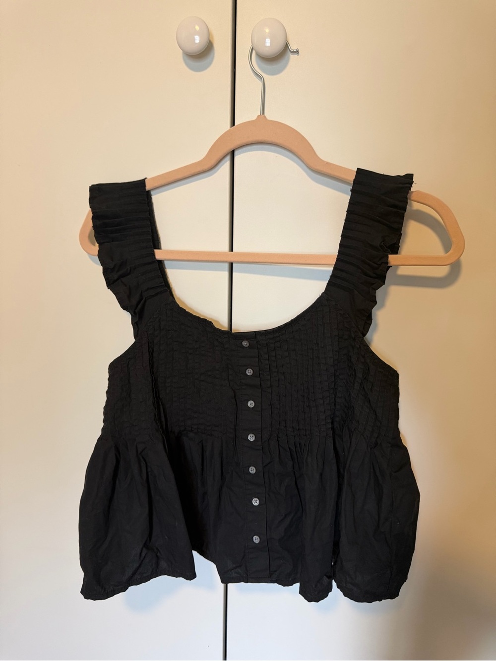 J. Crew Black Tank with Ruffled Straps